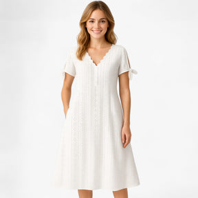 Women's Dress : Dames Jurken Zomer V-hals Elegant - Wit in van Pantino