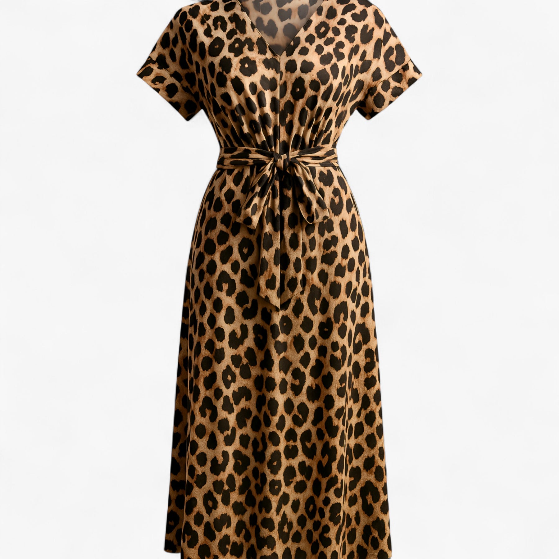Women's Dress : Maxi Jurk Dames Roze - Lange Leopardprint in Bruin van Pantino