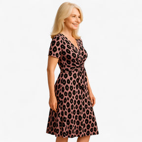 Women's Dress : Maxi Jurk Dames Roze - Lange Leopardprint in van Pantino