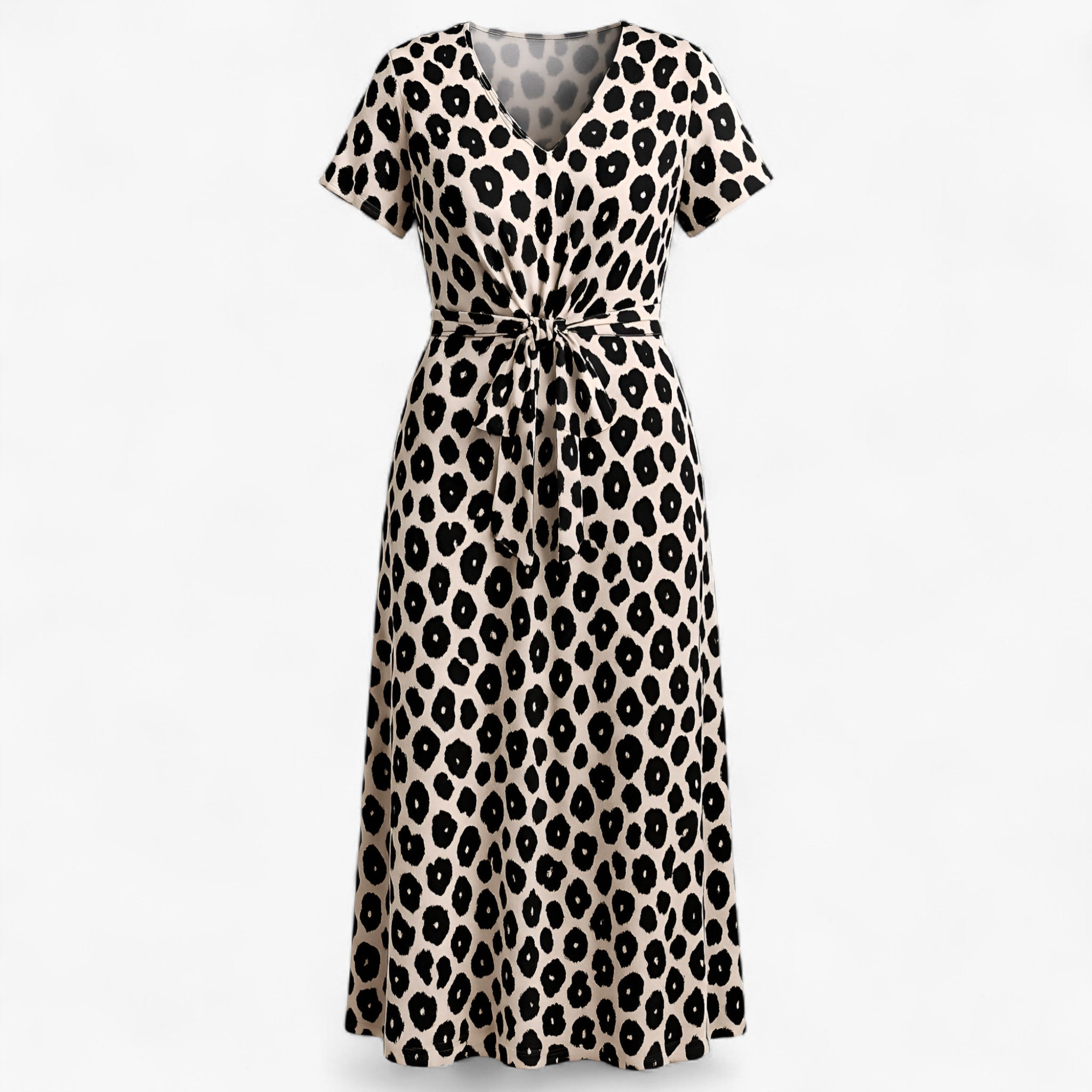 Women's Dress : Dames Maxi Jurk Roze met Lange Leopardprint - Elegant & Comfortabel in Zwart van Pantino