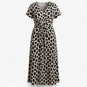 Women's Dress : Maxi Jurk Dames Roze - Lange Leopardprint in Zwart van Pantino