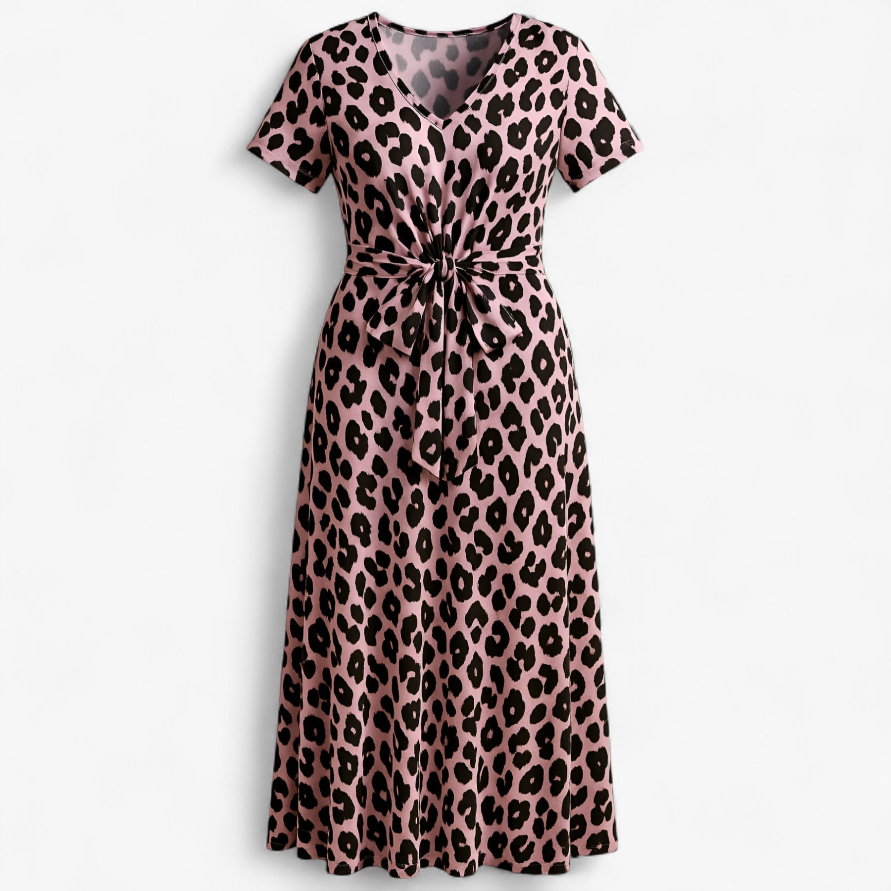 Women's Dress : Maxi Jurk Dames Roze - Lange Leopardprint in Roze van Pantino
