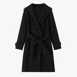 Women's Black Winter Coat - Long with Hood
