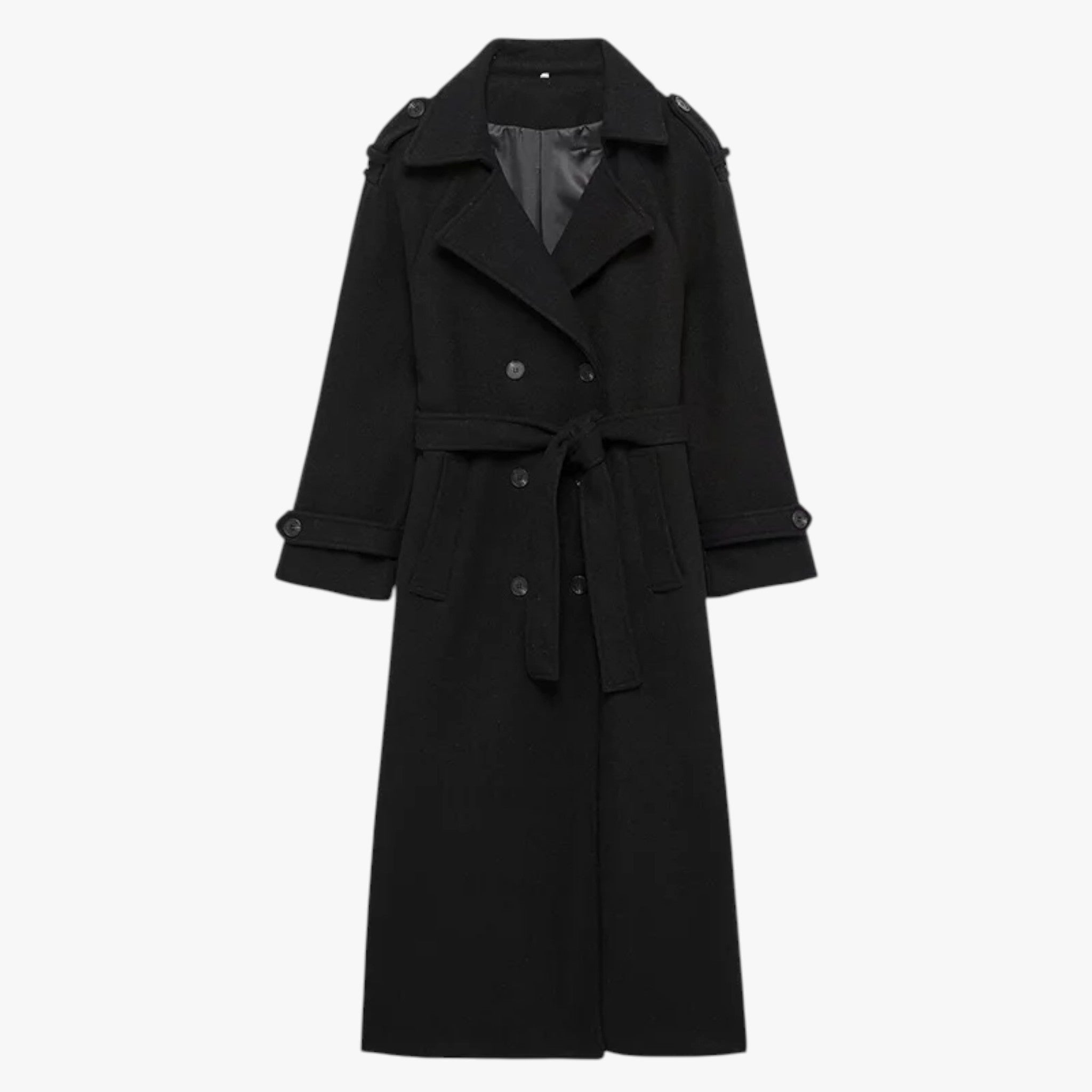Damesjassen & -jacks : Winterjas Dames Zwart - Lange met Riemen in Zwart van Pantino