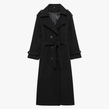 Damesjassen & -jacks : Winterjas Dames Zwart - Lange met Riemen in Zwart van Pantino