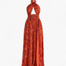 Women's Dress : Zomerjurk Dames Bordeaux - Lange met Bloemenprint in Bordeaux van Pantino