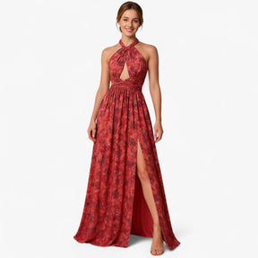 Women's Dress : Zomerjurk Dames Bordeaux - Lange met Bloemenprint in van Pantino