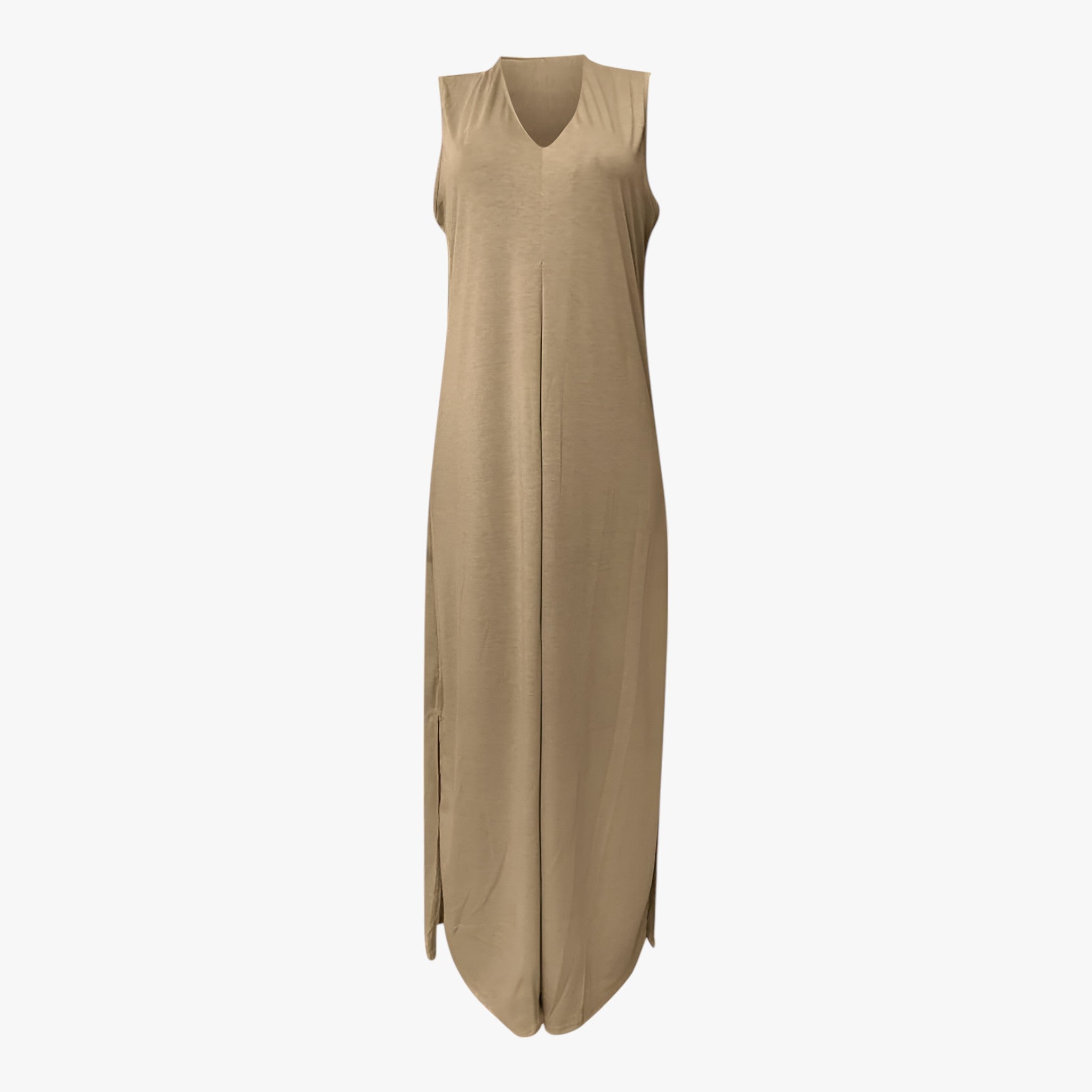 Two-Piece Set : Dames Lange Zomerjurk met Vest - Groen in Bruin van Pantino