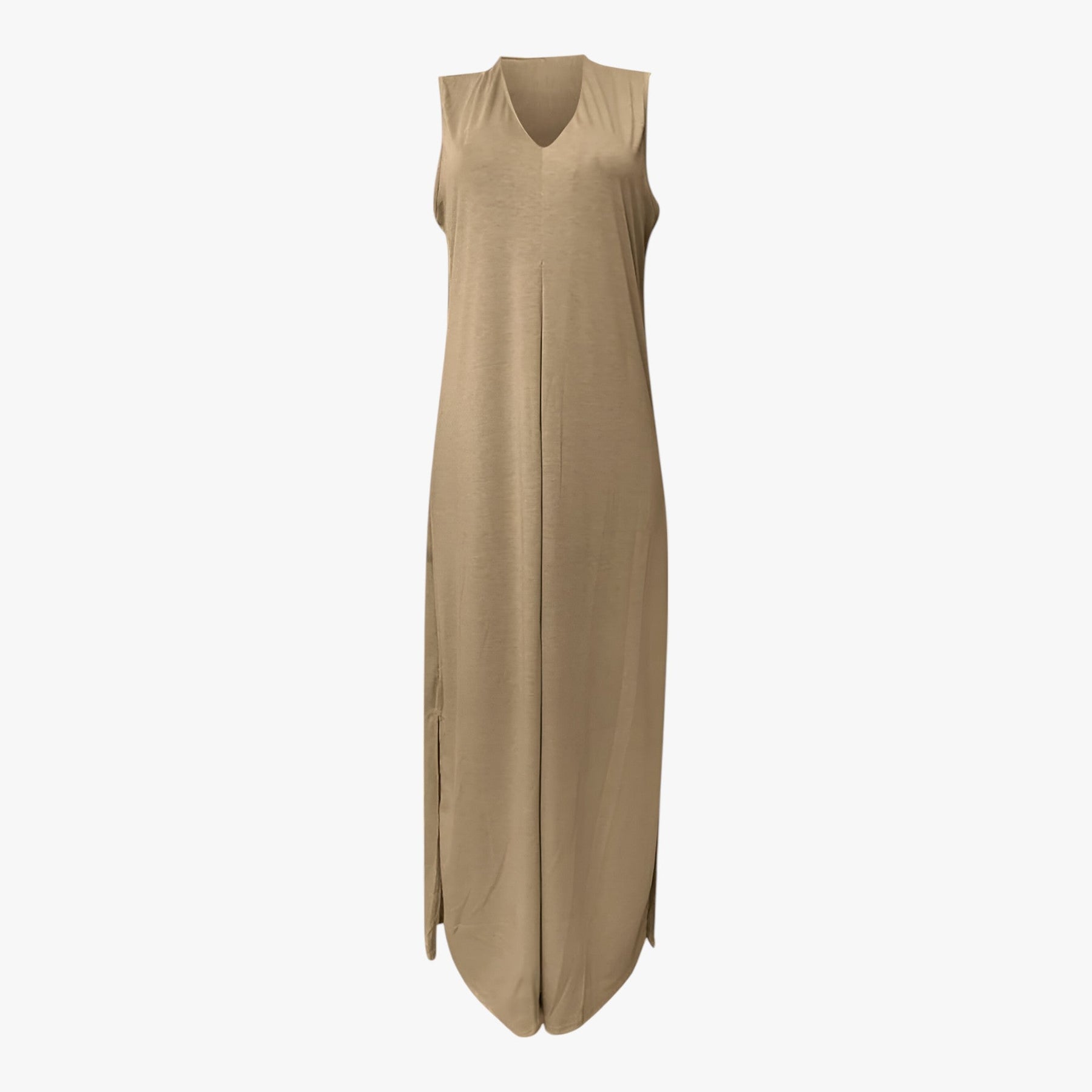 Two-Piece Set : Dames Lange Zomerjurk met Vest - Groen in Bruin van Pantino