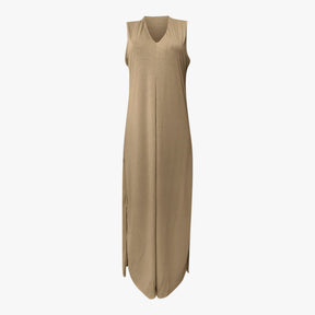 Two-Piece Set : Dames Lange Zomerjurk met Vest - Groen in Bruin van Pantino
