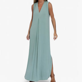 Two-Piece Set : Dames Lange Zomerjurk met Vest - Groen in van Pantino
