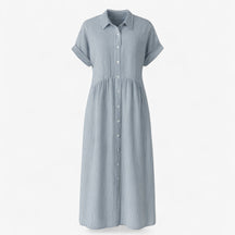 Women's Dress : Midi Jurk Dames Blauw - Met Strepen en Zakken in Blauw van Pantino