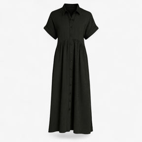 Women's Dress : Midi Jurk Dames Blauw - Met Strepen en Zakken in Zwart van Pantino