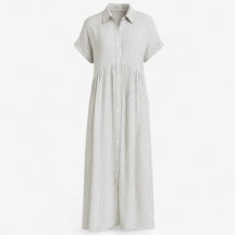 Women's Dress : Midi Jurk Dames Blauw - Met Strepen en Zakken in Wit van Pantino