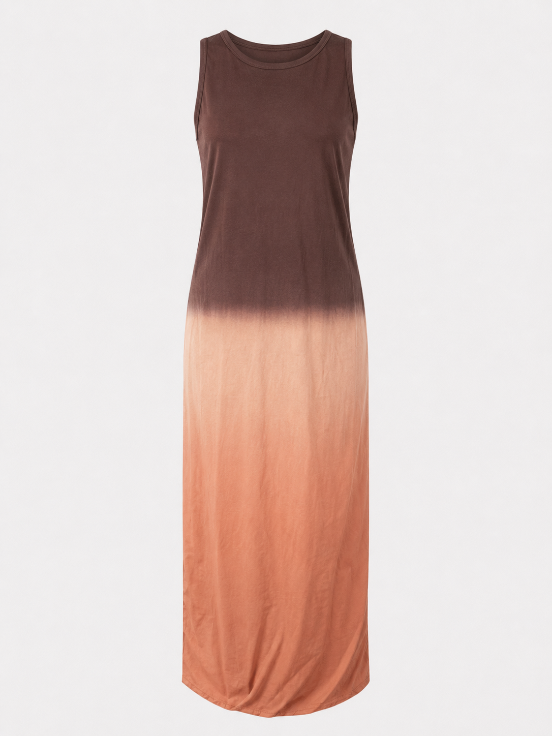 Dames Mouwloze Midi Jurk met Ronde Hals en Verloopkleur