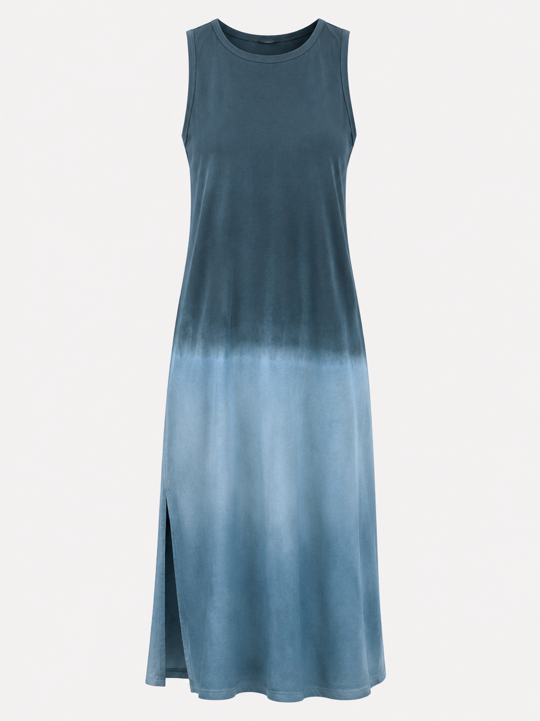 Dames Mouwloze Midi Jurk met Ronde Hals en Verloopkleur