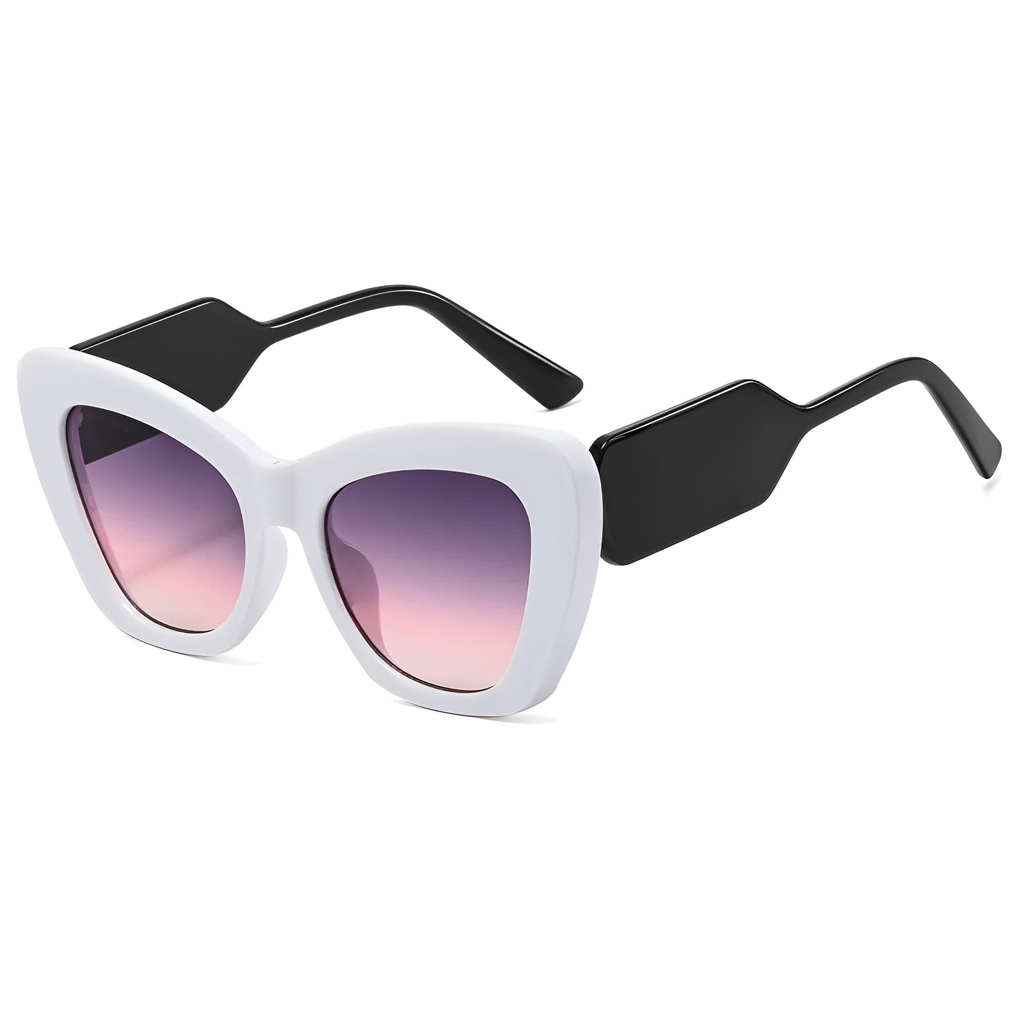 Zonnebrillen : Dames Oversized Cat Eye Zonnebril met UV400 Bescherming in wit paars volgens afbeelding van Pantino