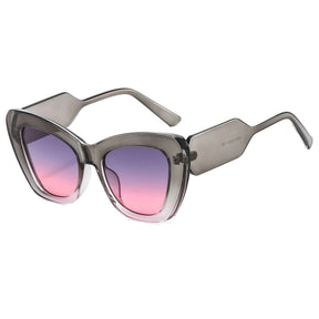 Zonnebrillen : Dames Oversized Cat Eye Zonnebril met UV400 Bescherming - Bloemen Grijs in roze grijs volgens afbeelding van Pantino