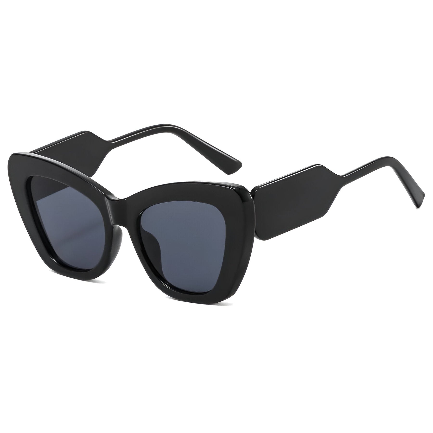 Zonnebrillen : Dames Oversized Cat Eye Zonnebril met UV400 Bescherming - Bloemen Grijs in zwart zwart volgens afbeelding van Pantino