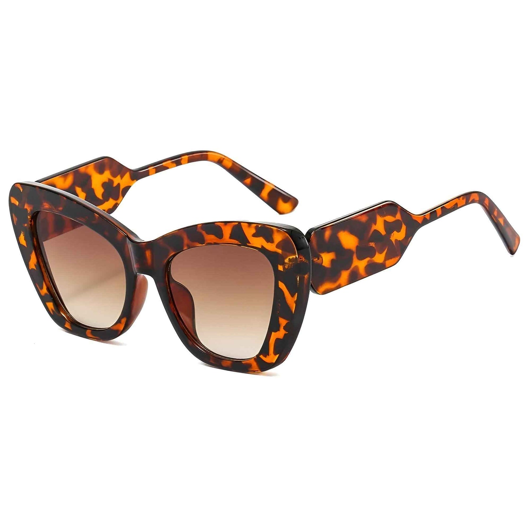 Zonnebrillen : Dames Oversized Cat Eye Zonnebril met UV400 Bescherming - Bloemen Grijs in luipaard volgens afbeelding van Pantino