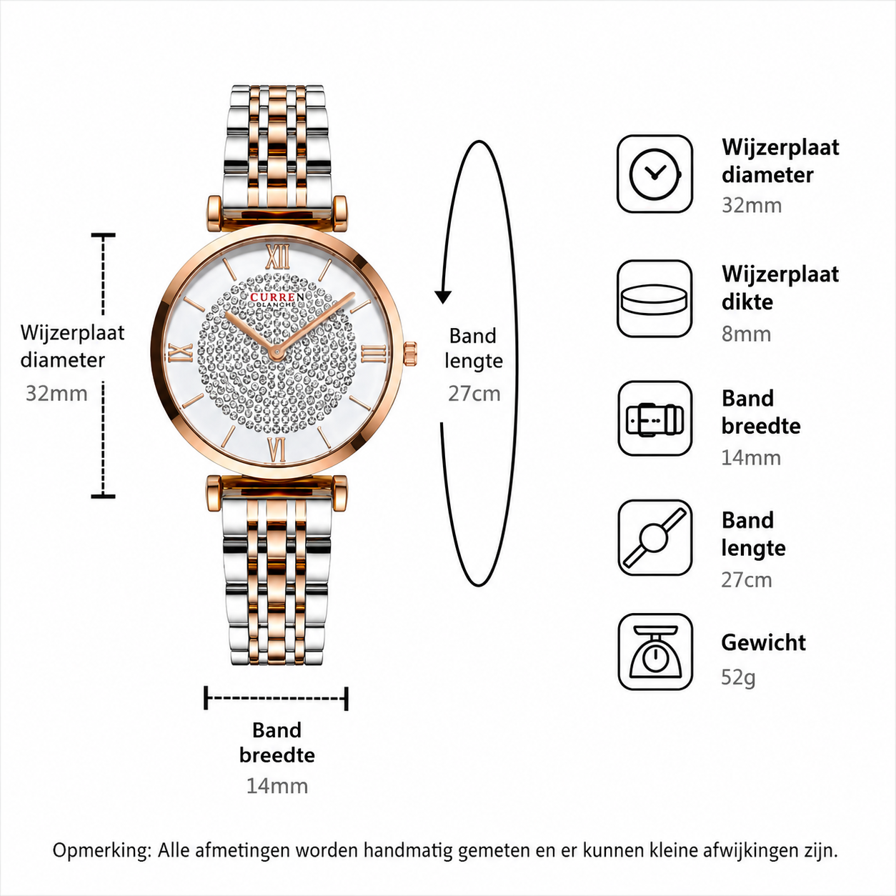 watches : Dames RVS Horloge met Ronde Wijzerplaat en Schakelband in van Pantino