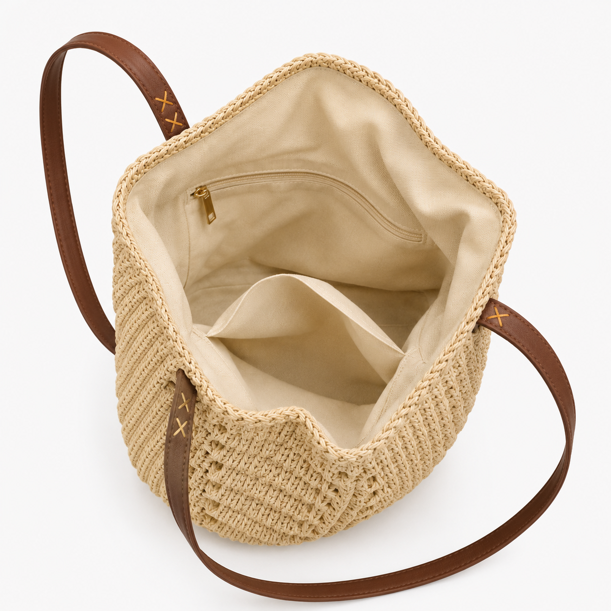 bags : Dames Schoudertas van Grass Weaving met Ruim Hoofdvak in van Pantino