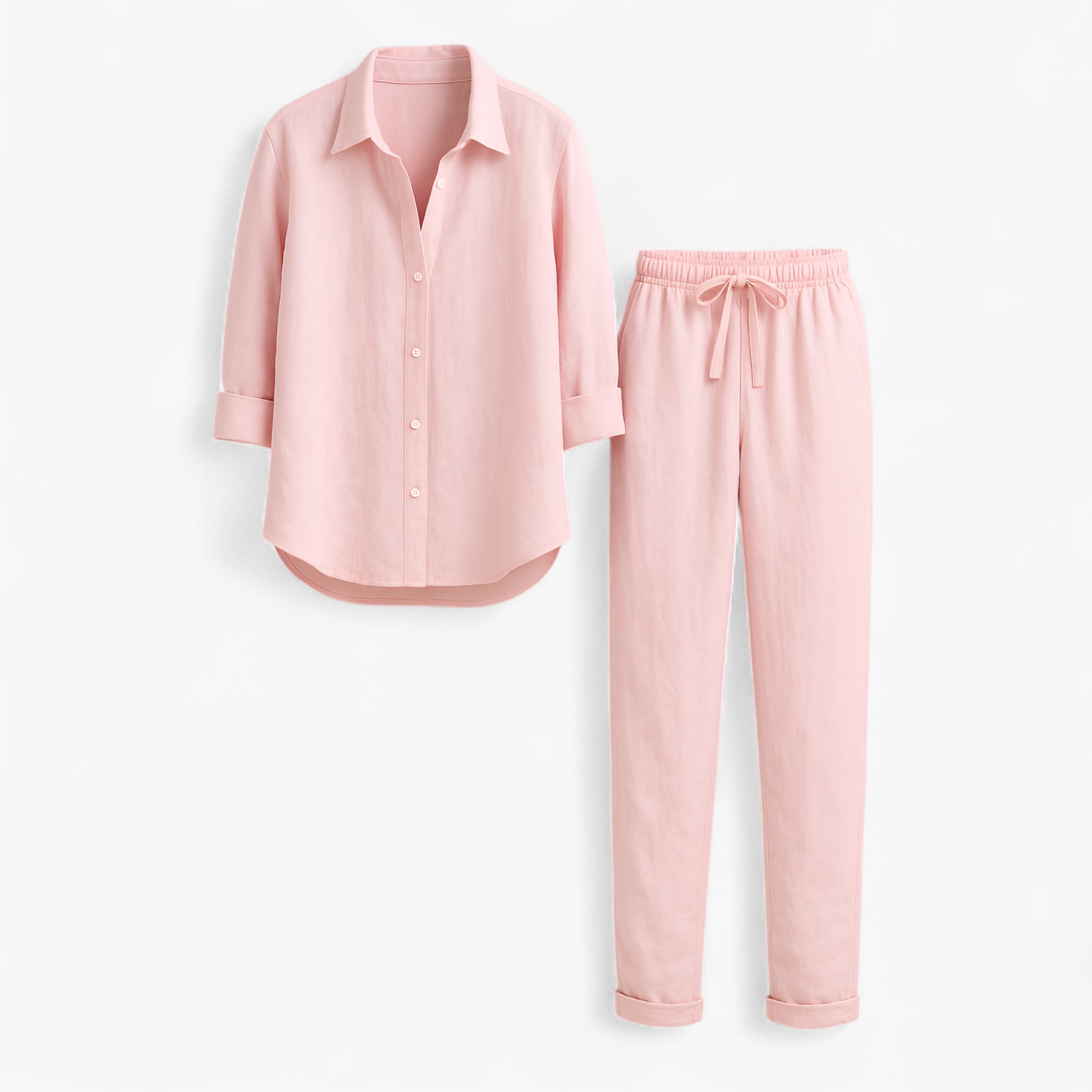 Women Set : Blouse Dames Bruin - Set van en Broek in Roze van Pantino