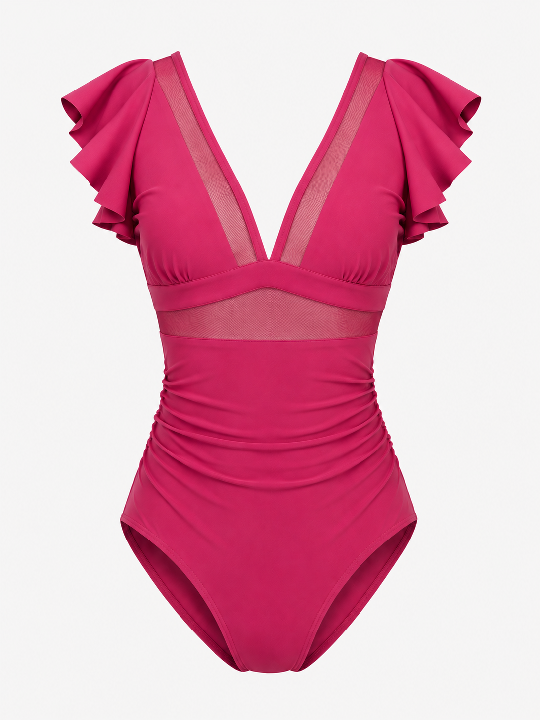 Women's Outfit : Dames Sexy Badpak met Netdetails in Roze van Pantino