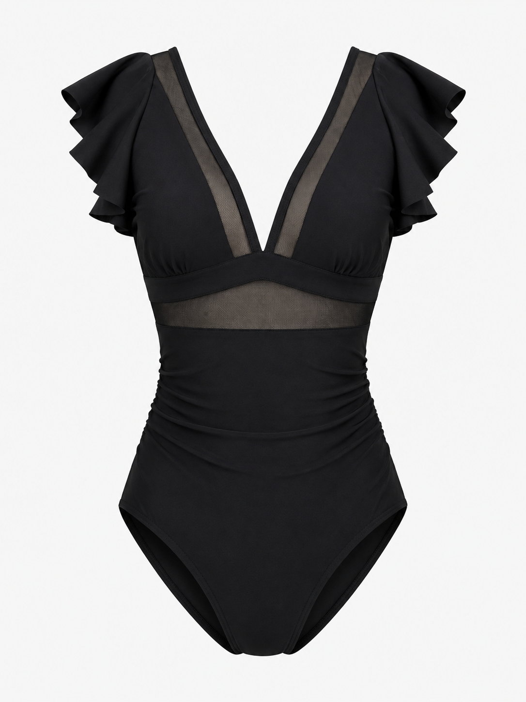 Women's Outfit : Dames Sexy Badpak met Netdetails in Zwart van Pantino