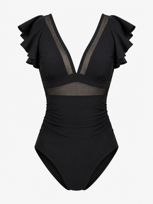 Women's Outfit : Dames Sexy Badpak met Netdetails in Zwart van Pantino