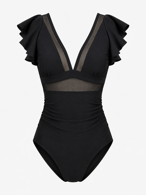 Women's Outfit : Dames Sexy Badpak met Netdetails in Zwart van Pantino