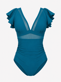 Women's Outfit : Dames Sexy Badpak met Netdetails in Groen van Pantino