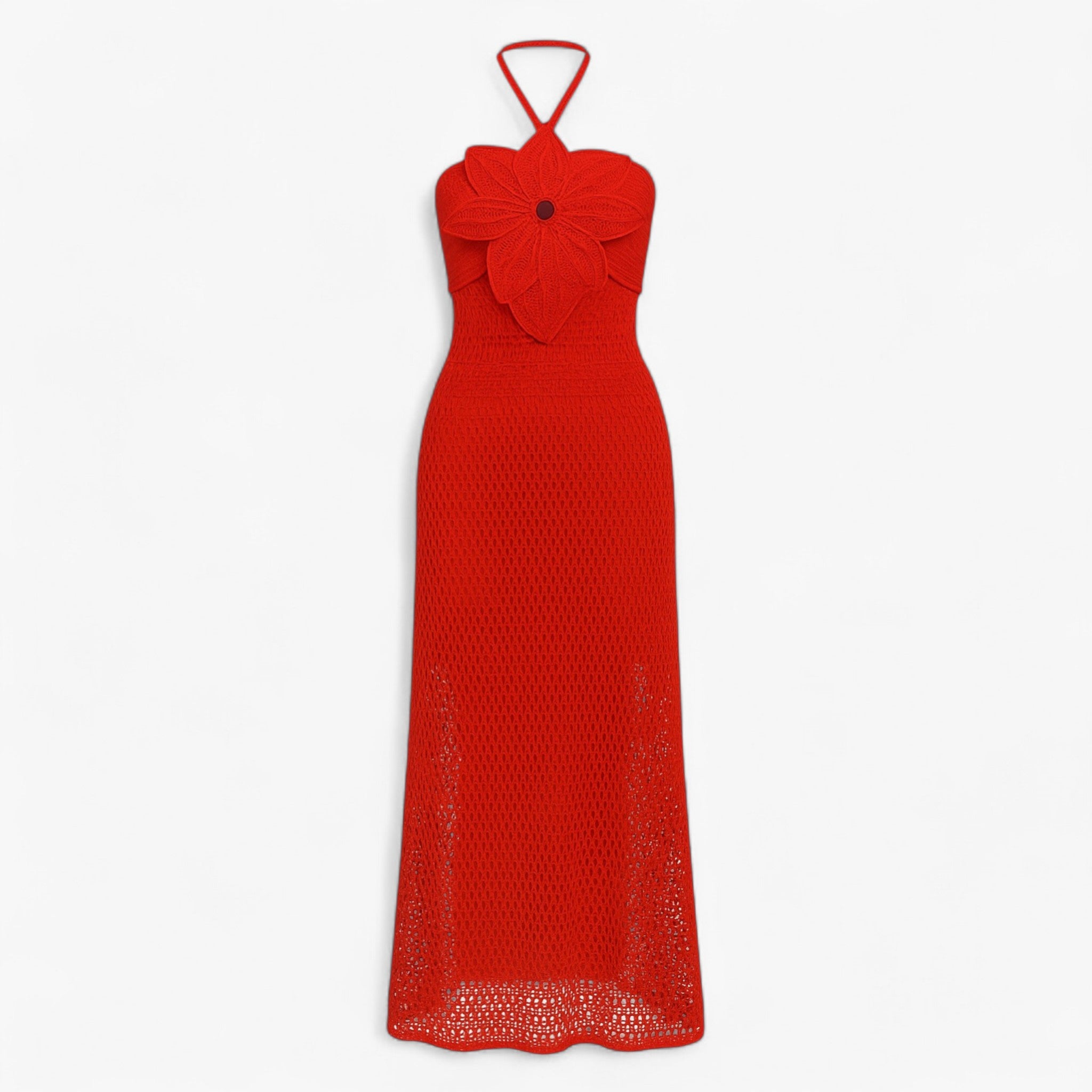 Women's Dress : Maxi Jurk Dames Rood - Sexy met 3D Applicaties in Rood van Pantino