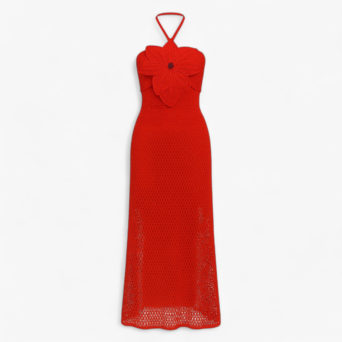 Women's Dress : Maxi Jurk Dames Rood - Sexy met 3D Applicaties in Rood van Pantino