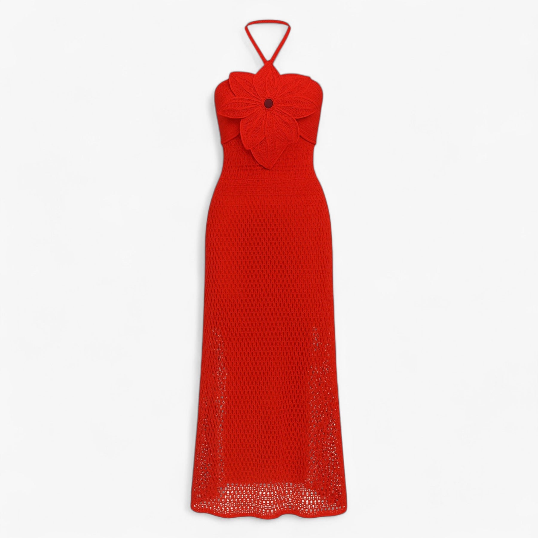 Women's Dress : Maxi Jurk Dames Rood - Sexy met 3D Applicaties in Rood van Pantino