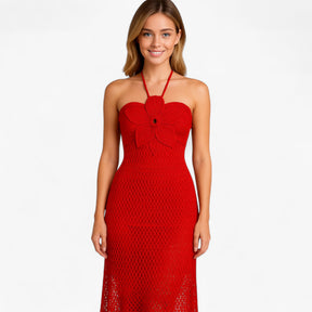 Women's Dress : Maxi Jurk Dames Rood - Sexy met 3D Applicaties in van Pantino