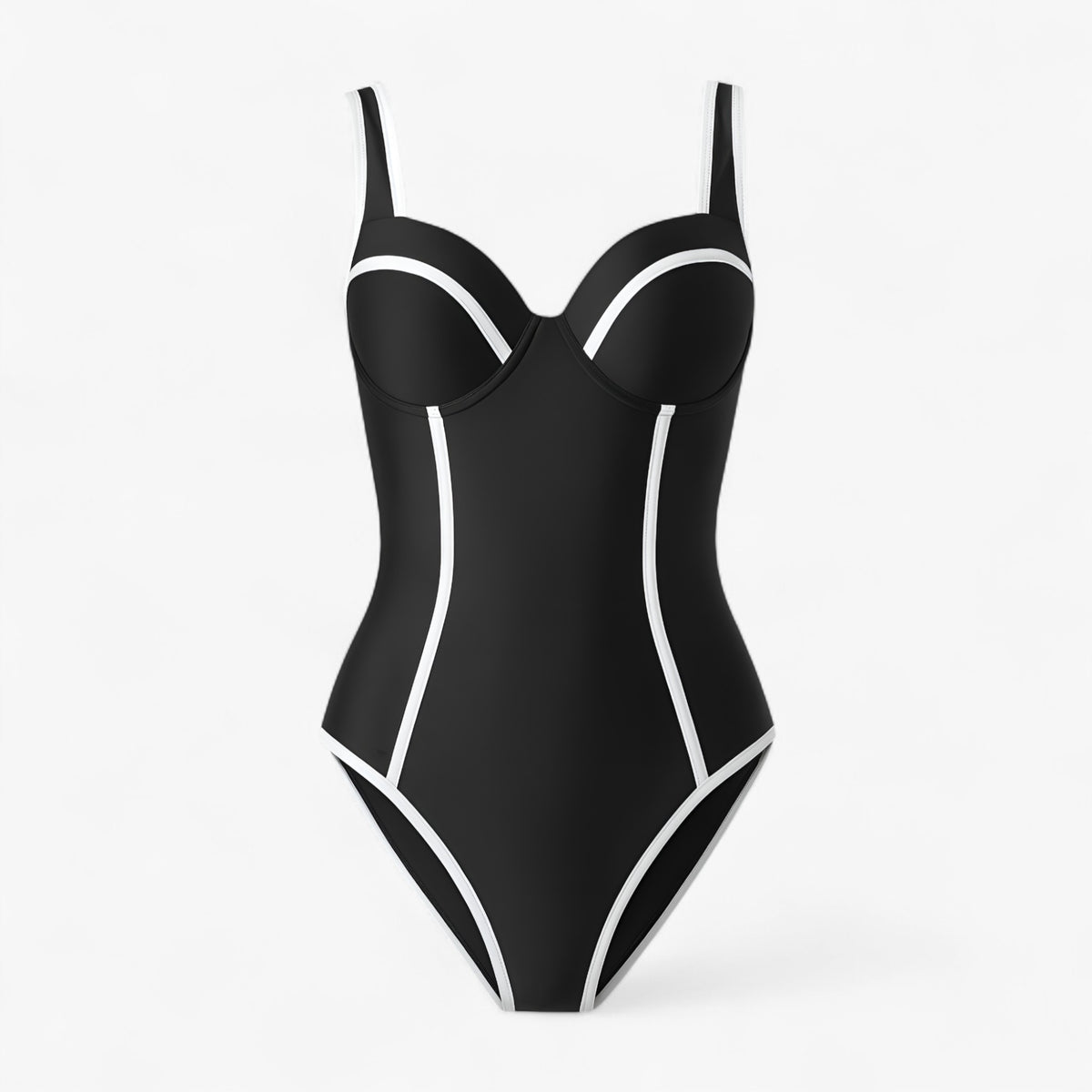 Women's Outfit : Dames Slim Fit Badpak voor Elegante Look - Zwart-wit in Zwart-Wit van Pantino
