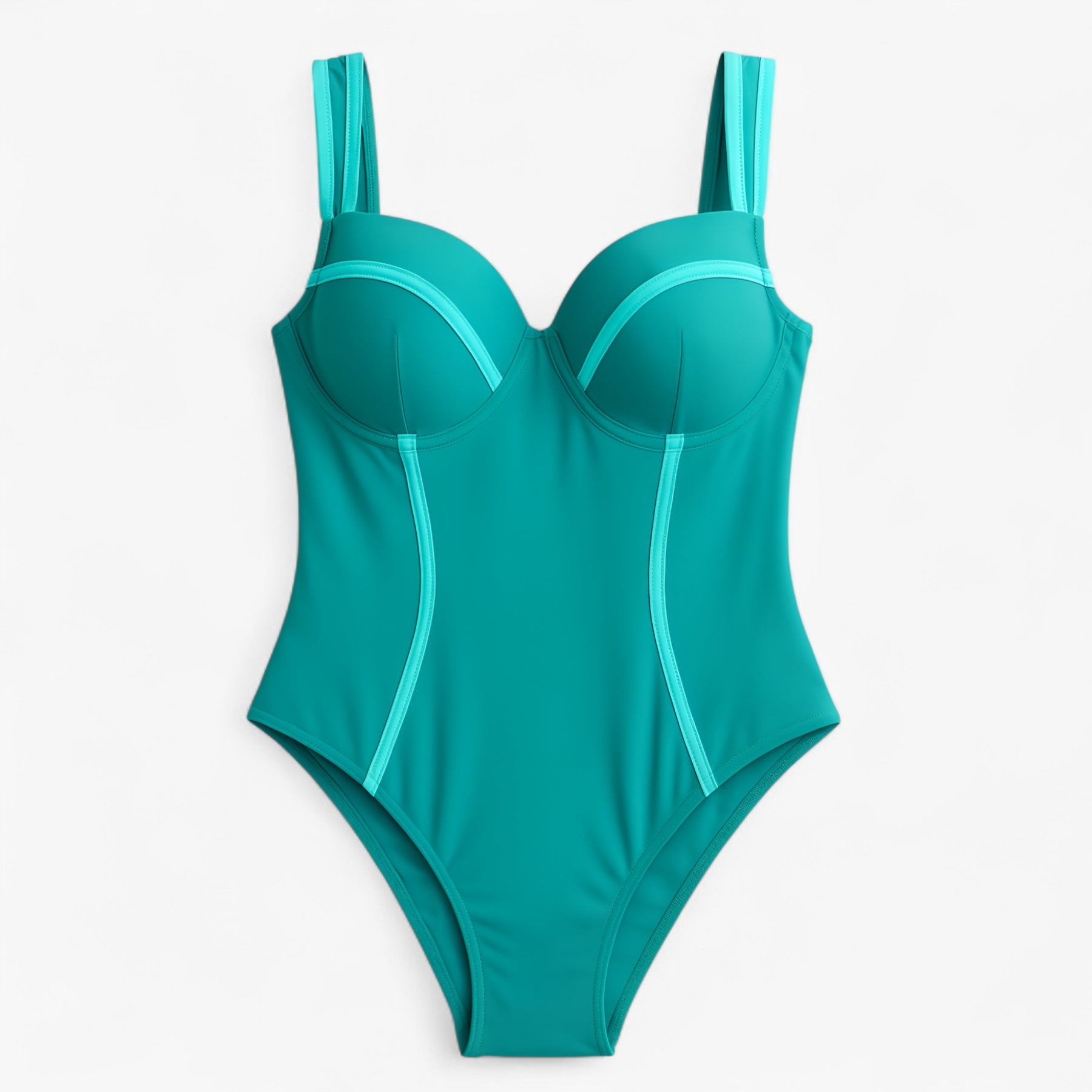 Women's Outfit : Dames Slim Fit Badpak voor Elegante Look - Zwart-wit in Blauw-Groen van Pantino