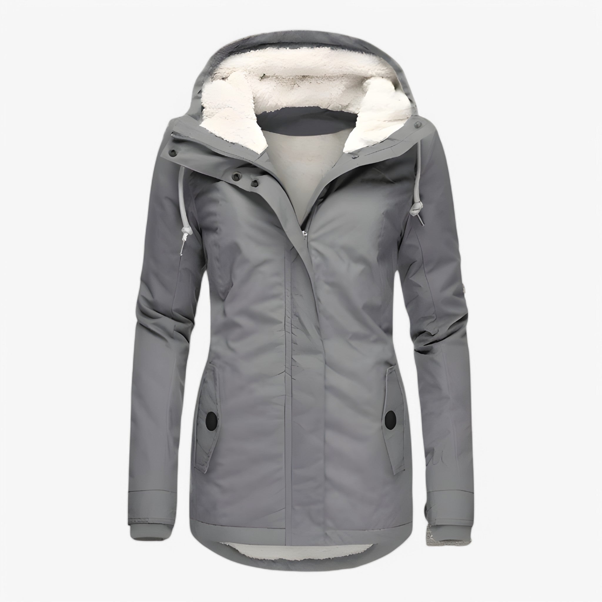 Damesbuitenjassen : Dames Stijlvol Winterjack Waterproof - Blauw in Grijs van Pantino