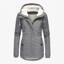 Damesbuitenjassen : Dames Stijlvol Winterjack Waterproof - Blauw in Grijs van Pantino