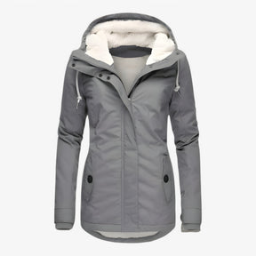 Damesbuitenjassen : Dames Stijlvol Winterjack Waterproof - Blauw in Grijs van Pantino