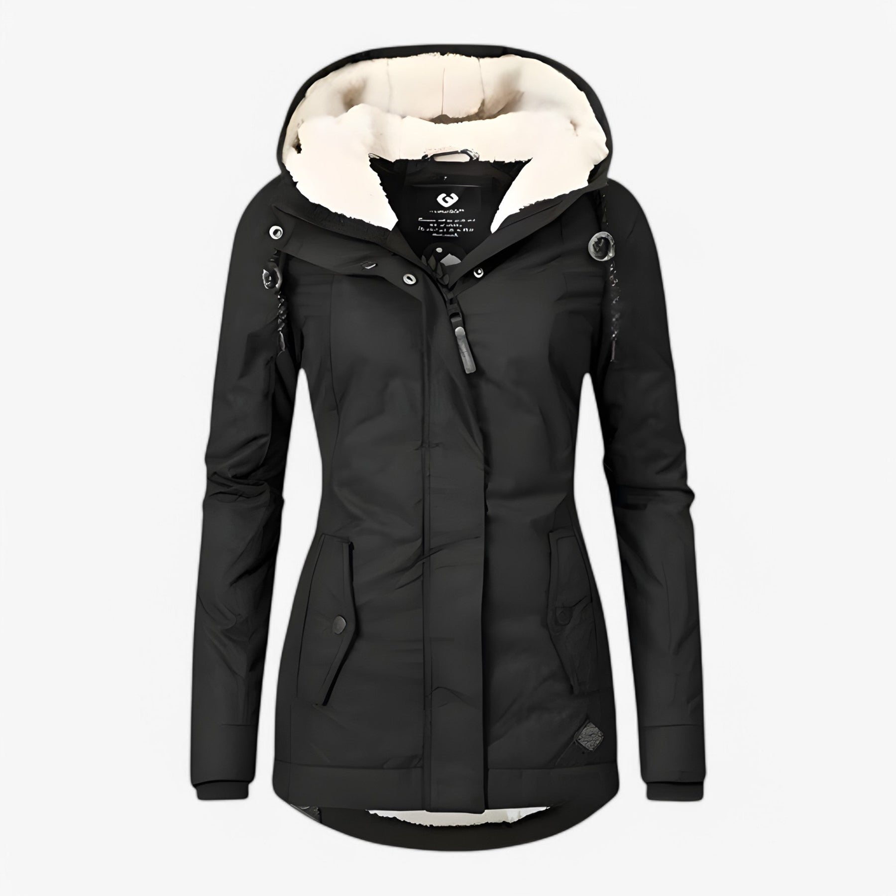Damesbuitenjassen : Dames Stijlvol Winterjack Waterproof - Blauw in Zwart van Pantino