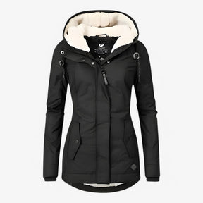 Damesbuitenjassen : Dames Stijlvol Winterjack Waterproof - Blauw in Zwart van Pantino