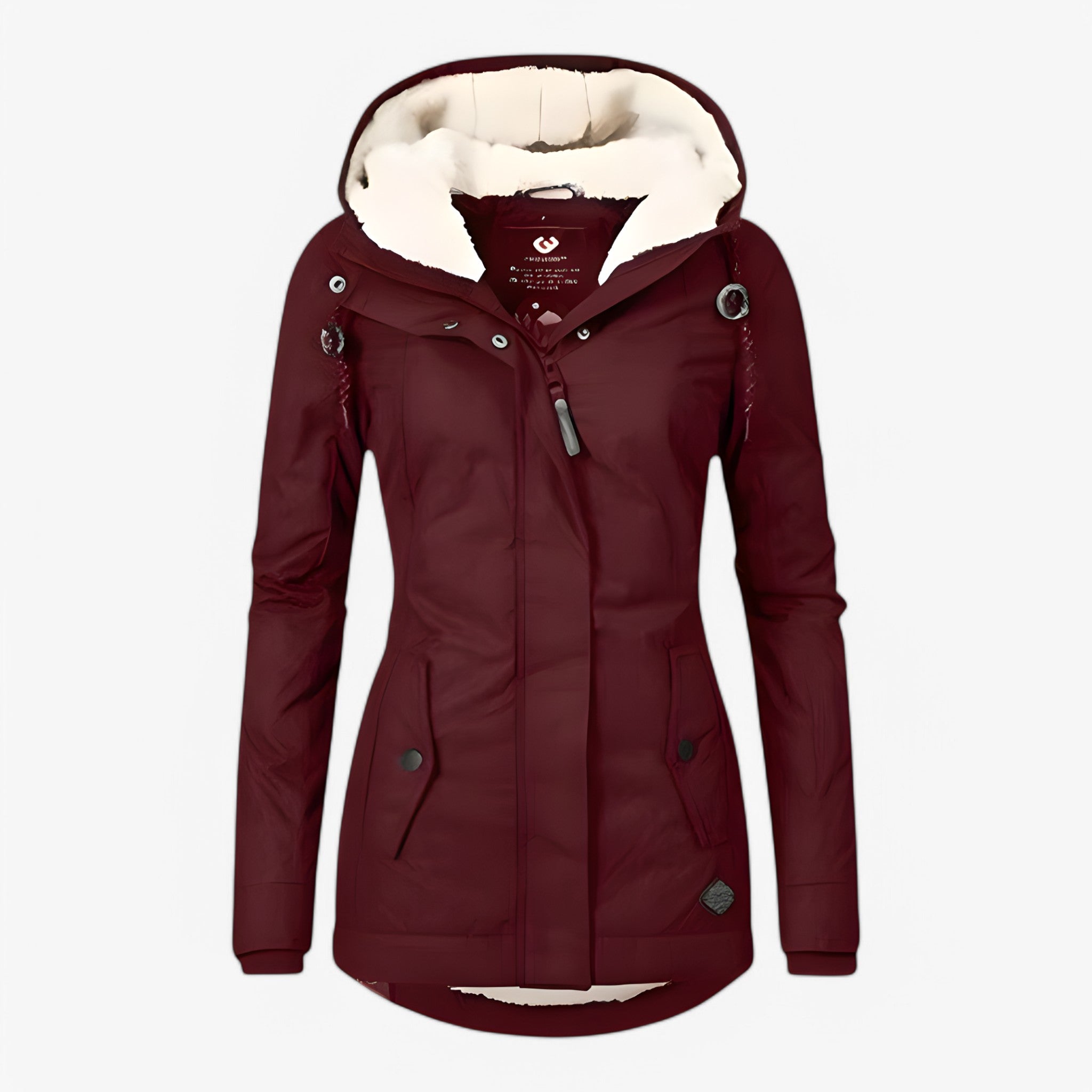 Damesbuitenjassen : Dames Stijlvol Winterjack Waterproof - Blauw in Rood van Pantino