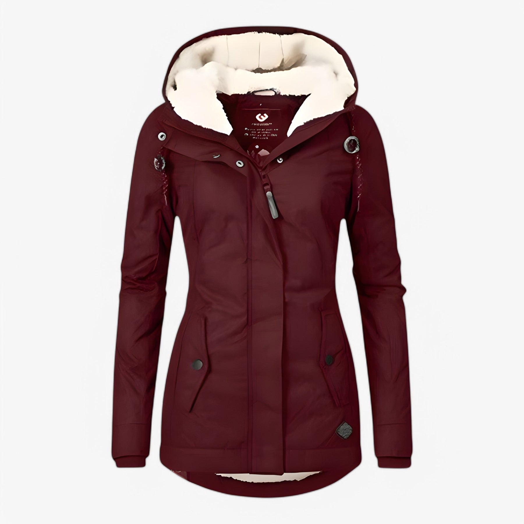 Damesbuitenjassen : Dames Stijlvol Winterjack Waterproof - Blauw in Rood van Pantino