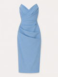 Élégante robe midi sans bretelles pour femme avec fente pour cérémonie estivale