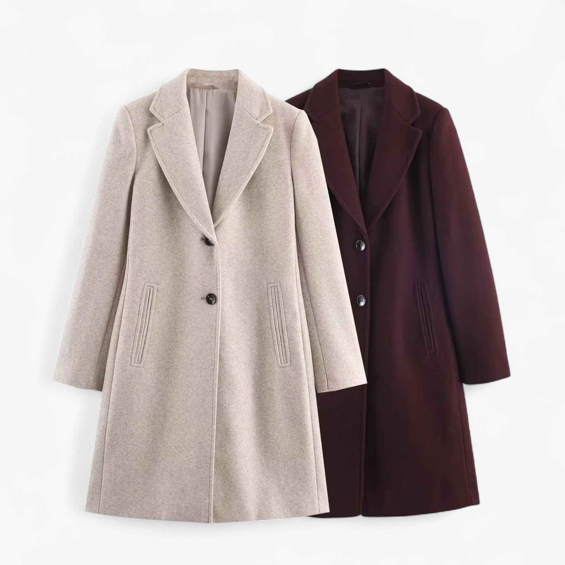 Damesjassen & -jacks : Jas Dames Khaki - Vintage Elegante met Schoudervulling in van Pantino