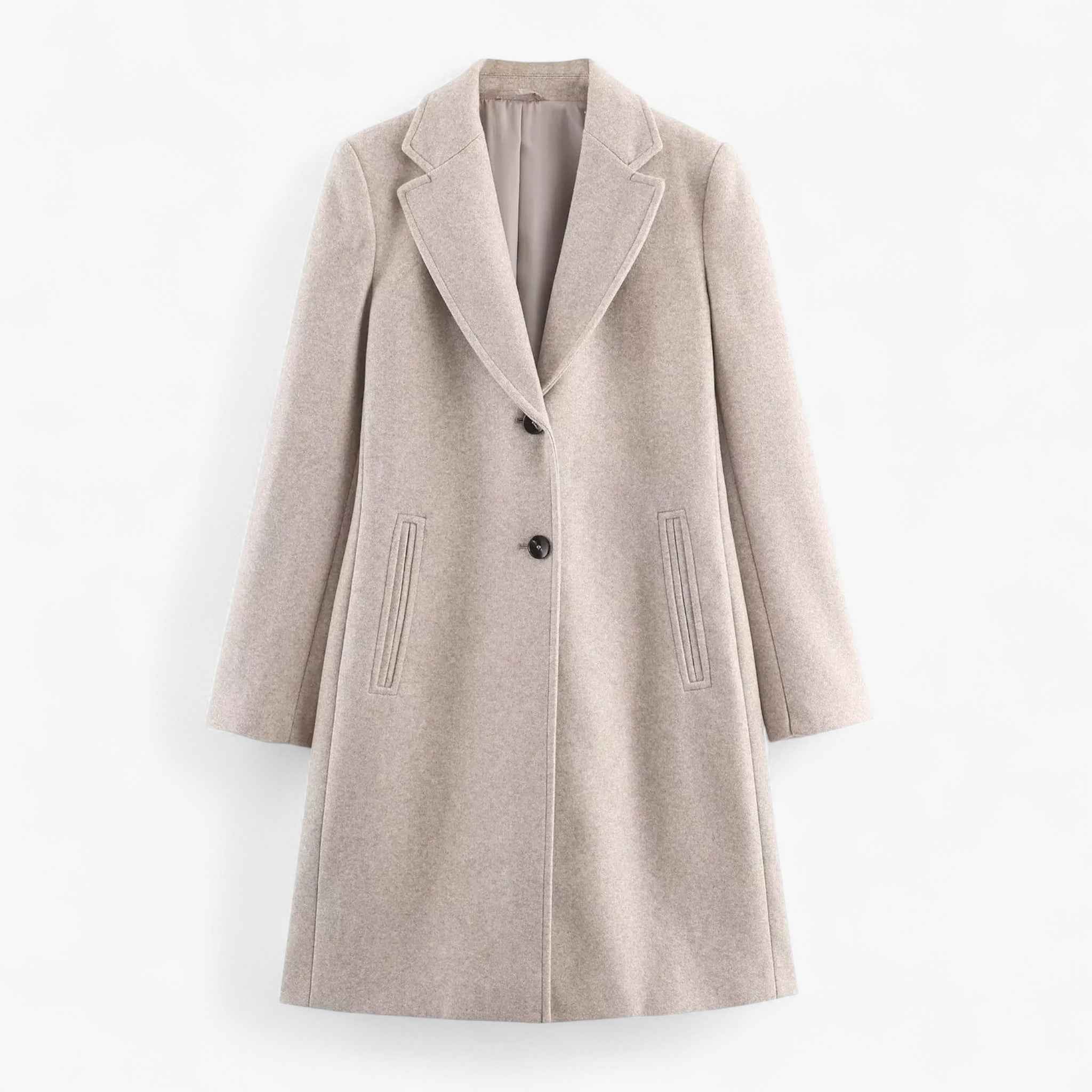 Damesjassen & -jacks : Jas Dames Khaki - Vintage Elegante met Schoudervulling in Khaki van Pantino