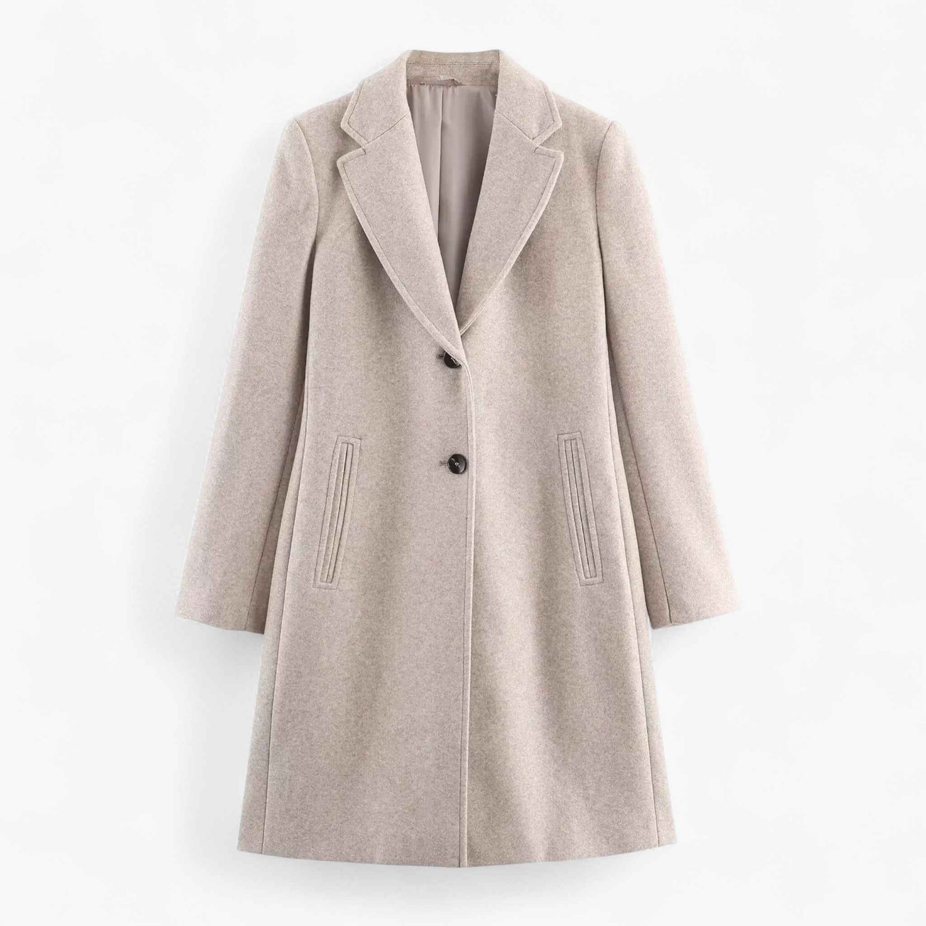 Damesjassen & -jacks : Jas Dames Khaki - Vintage Elegante met Schoudervulling in Khaki van Pantino