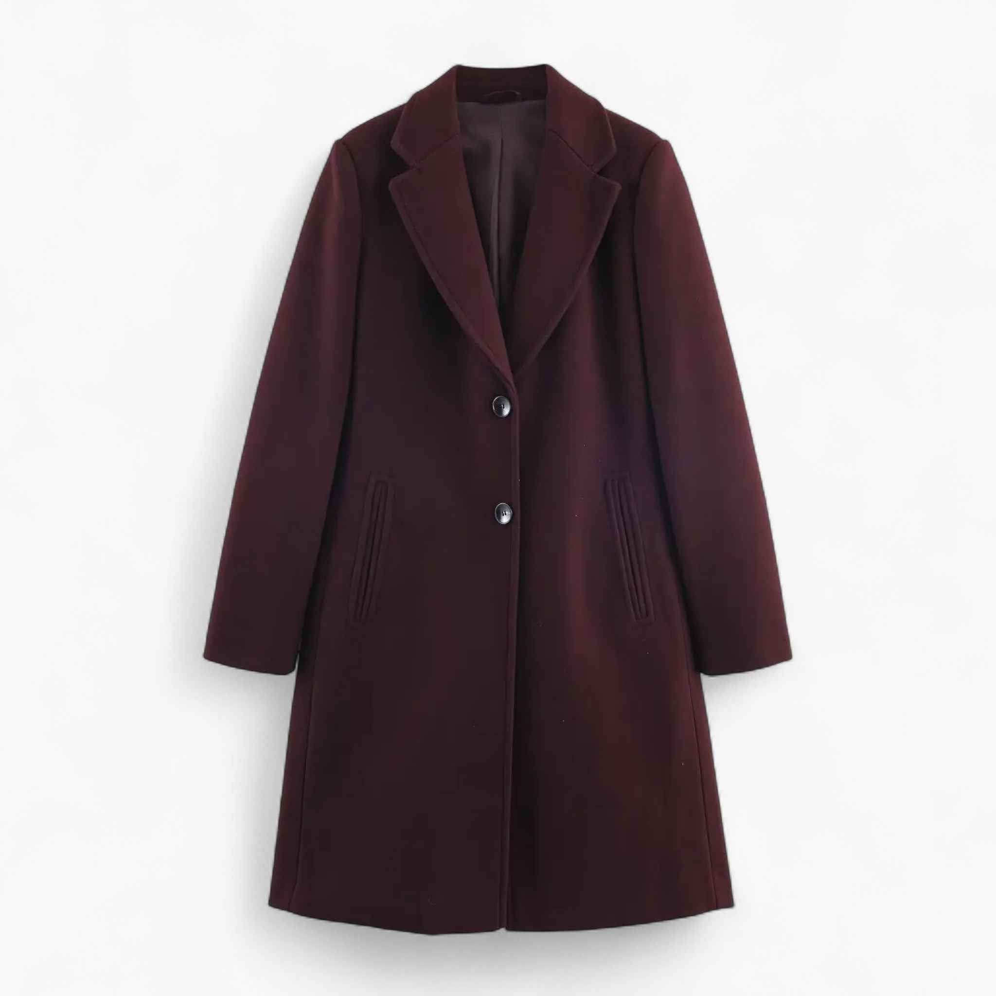Damesjassen & -jacks : Jas Dames Khaki - Vintage Elegante met Schoudervulling in Rood van Pantino